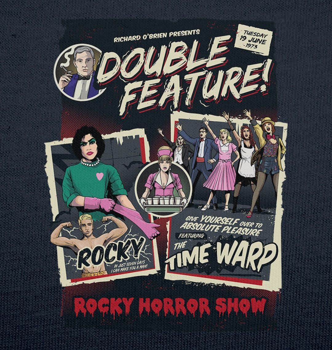 Rocky Horror Show Double Feature Posters Adult T-Shirt-Rocky Horror Merch Store