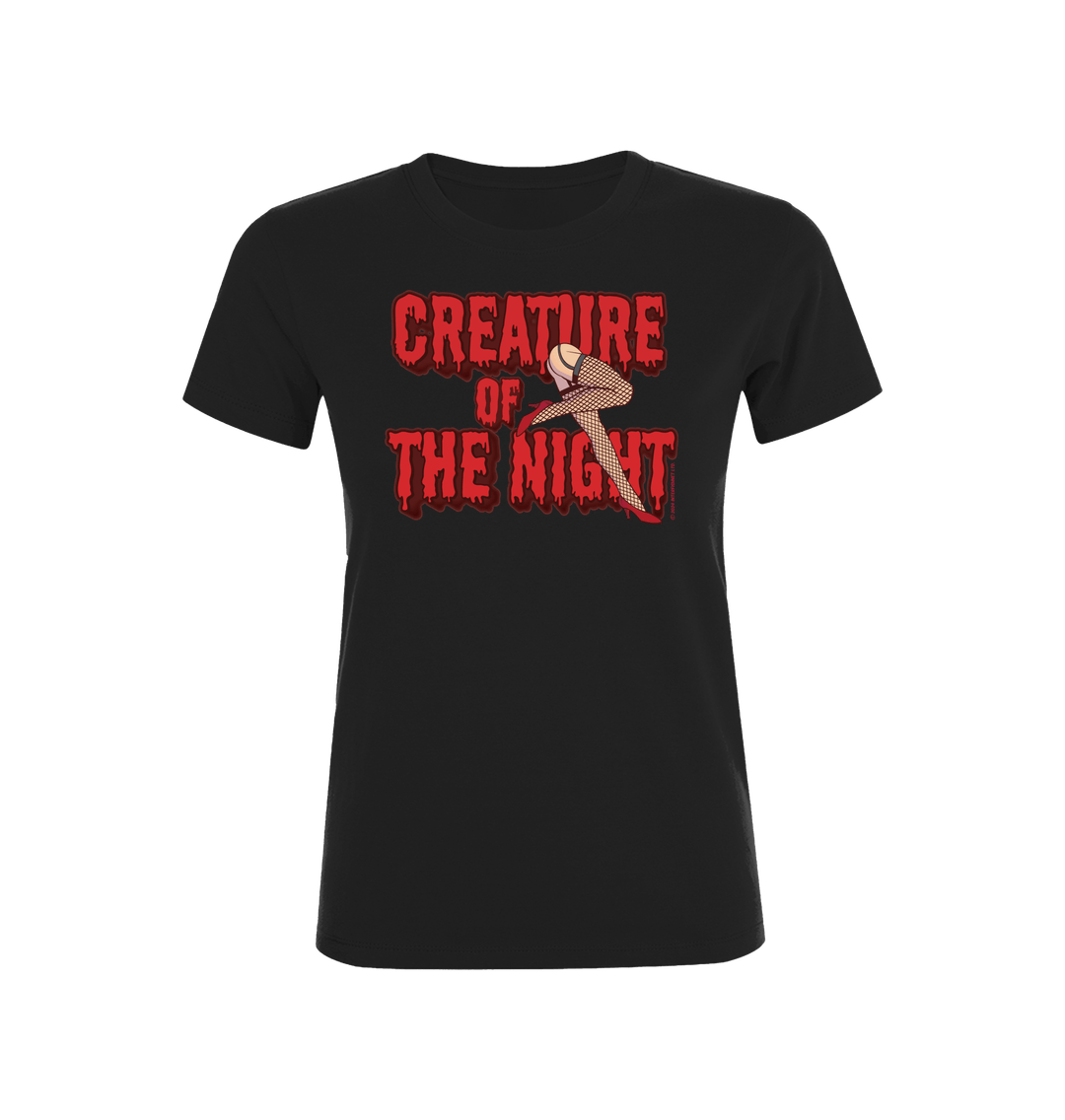 Rocky Horror Show Creature Of The Night Red Text Legs T-Shirt-Rocky Horror Merch Store