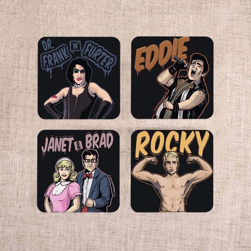 Rocky Horror Show Characters Wooden Coaster Set Of 4-Rocky Horror Merch Store