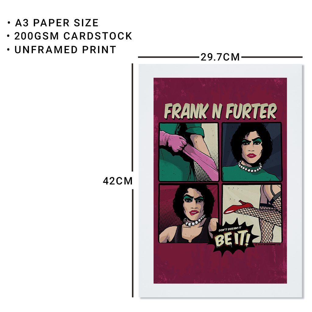 Rocky Horror Show Don't Dream Be It Pop Art Frank N Furter A3 Print-Rocky Horror Merch Store