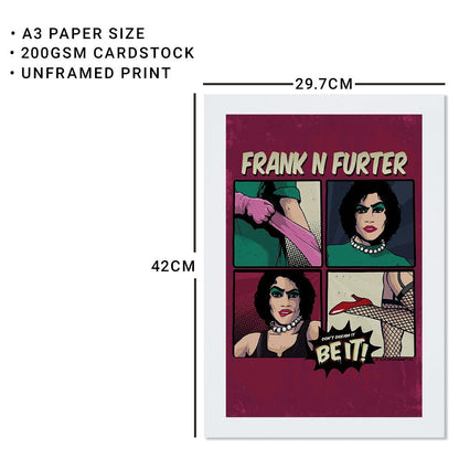 Rocky Horror Show Don't Dream Be It Pop Art Frank N Furter A3 Print-Rocky Horror Merch Store