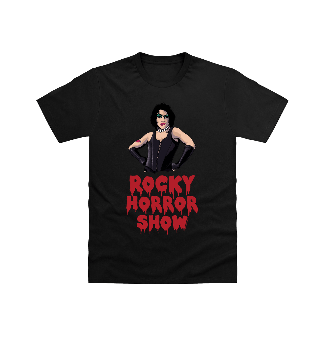 Rocky Horror Show Dr Frank N Furter Logo Pose Adult T-Shirt-Rocky Horror Merch Store