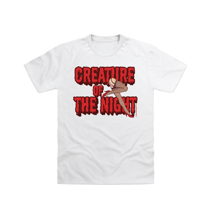 Rocky Horror Show Creature Of The Night Red Text Legs Adult T-Shirt-Rocky Horror Merch Store