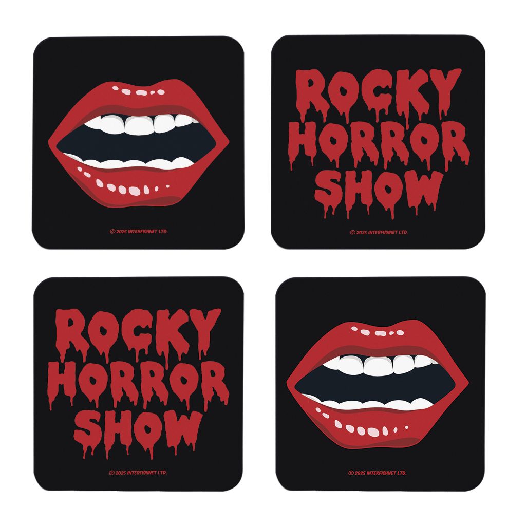 Rocky Horror Show Classic Lips & Logo Wooden Coaster Set Of 4-Rocky Horror Merch Store