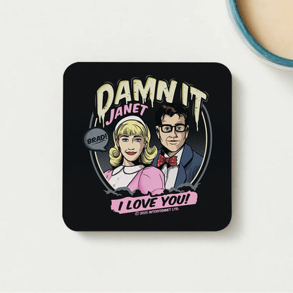 Rocky Horror Show Damn It Janet & Brad I Love You Wooden Single Coaster-Rocky Horror Merch Store