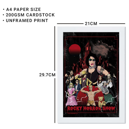 Rocky Horror Show Dr Frank N Furter & Co Castle Background A4 Print-Rocky Horror Merch Store