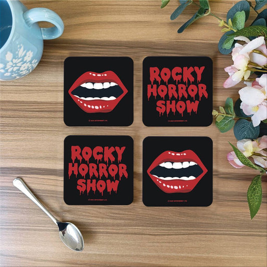 Rocky Horror Show Classic Lips & Logo Wooden Coaster Set Of 4-Rocky Horror Merch Store