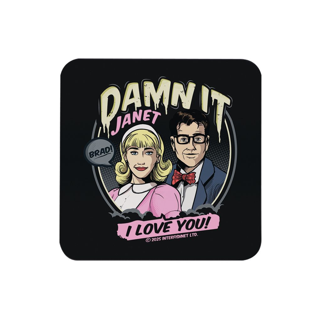 Rocky Horror Show Damn It Janet & Brad I Love You Wooden Single Coaster-Rocky Horror Merch Store