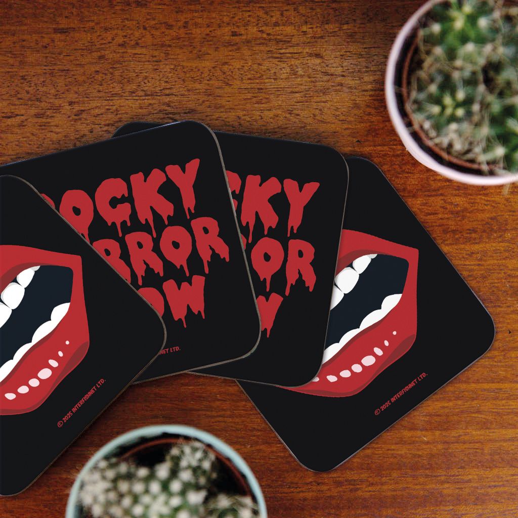 Rocky Horror Show Classic Lips & Logo Wooden Coaster Set Of 4-Rocky Horror Merch Store