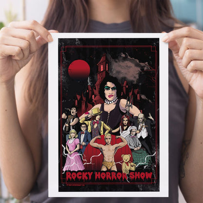 Rocky Horror Show Dr Frank N Furter & Co Castle Background A4 Print-Rocky Horror Merch Store