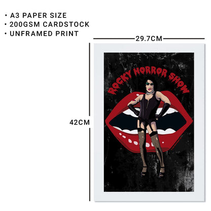 Rocky Horror Show Dr Frank N Furter Lips A3 Print-Rocky Horror Merch Store