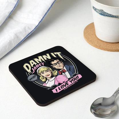 Rocky Horror Show Damn It Janet & Brad I Love You Wooden Single Coaster-Rocky Horror Merch Store