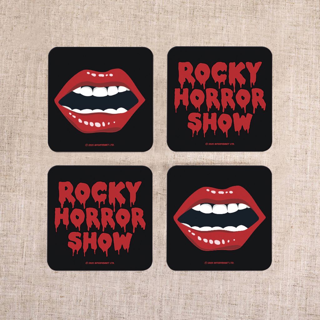 Rocky Horror Show Classic Lips & Logo Wooden Coaster Set Of 4-Rocky Horror Merch Store