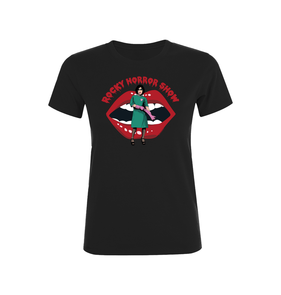 Rocky Horror Show Dr Frank N Furter Gloves Mouth Logo Women's T-Shirt-Rocky Horror Merch Store