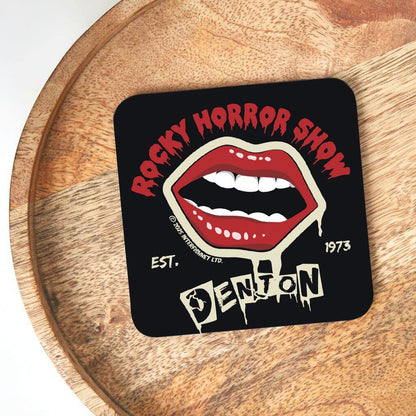 Rocky Horror Show Light Denton Est.1973 Wooden Single Coaster-Rocky Horror Merch Store