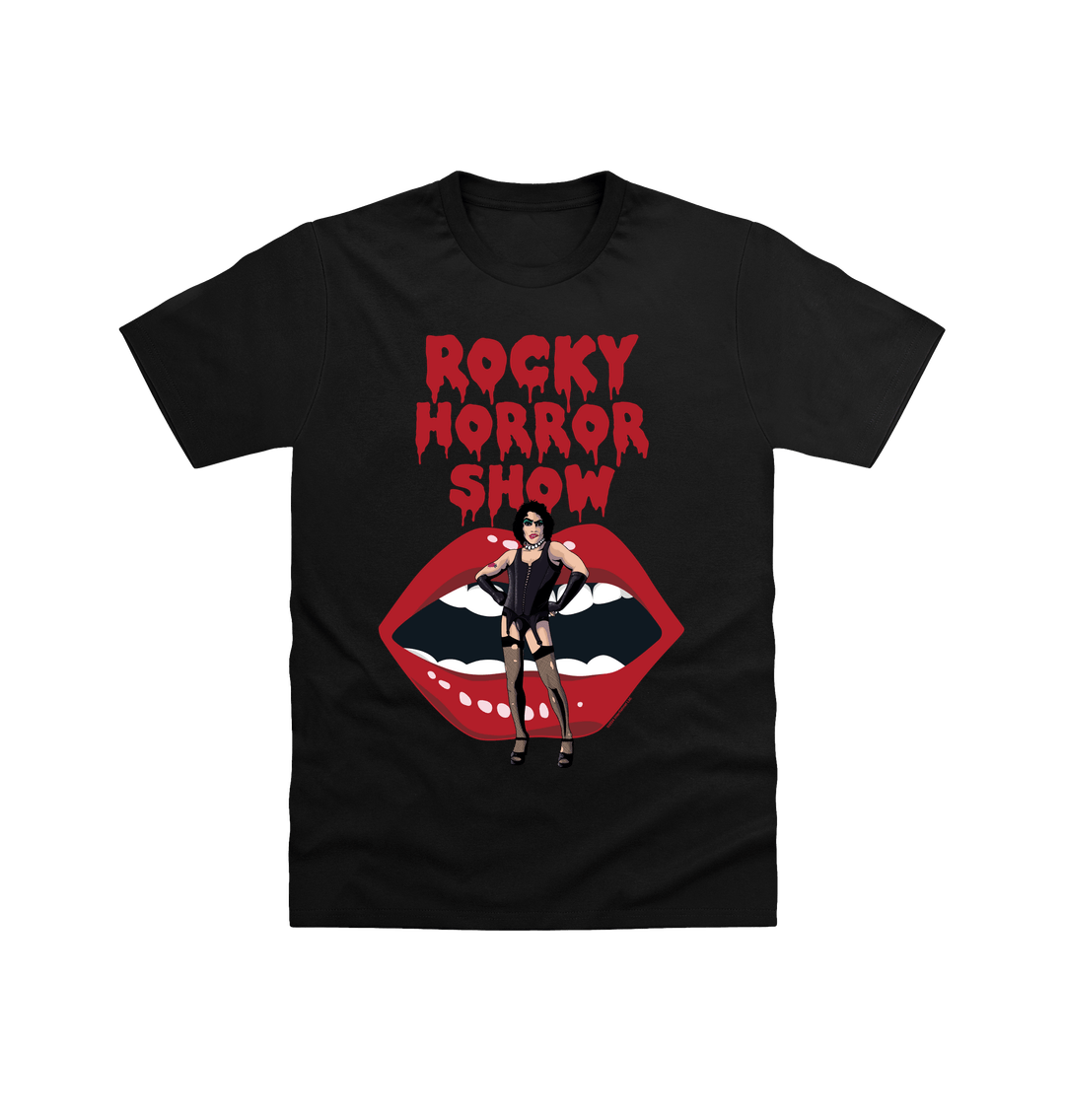 Rocky Horror Show Dr Frank N Furter With Lips Adult T-Shirt-Rocky Horror Merch Store