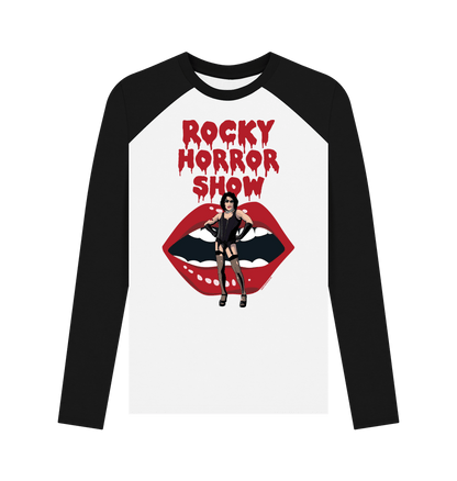 Rocky Horror Show Dr Frank N Furter With Lips Adult Baseball Long Sleeve T-Shirt-Rocky Horror Merch Store