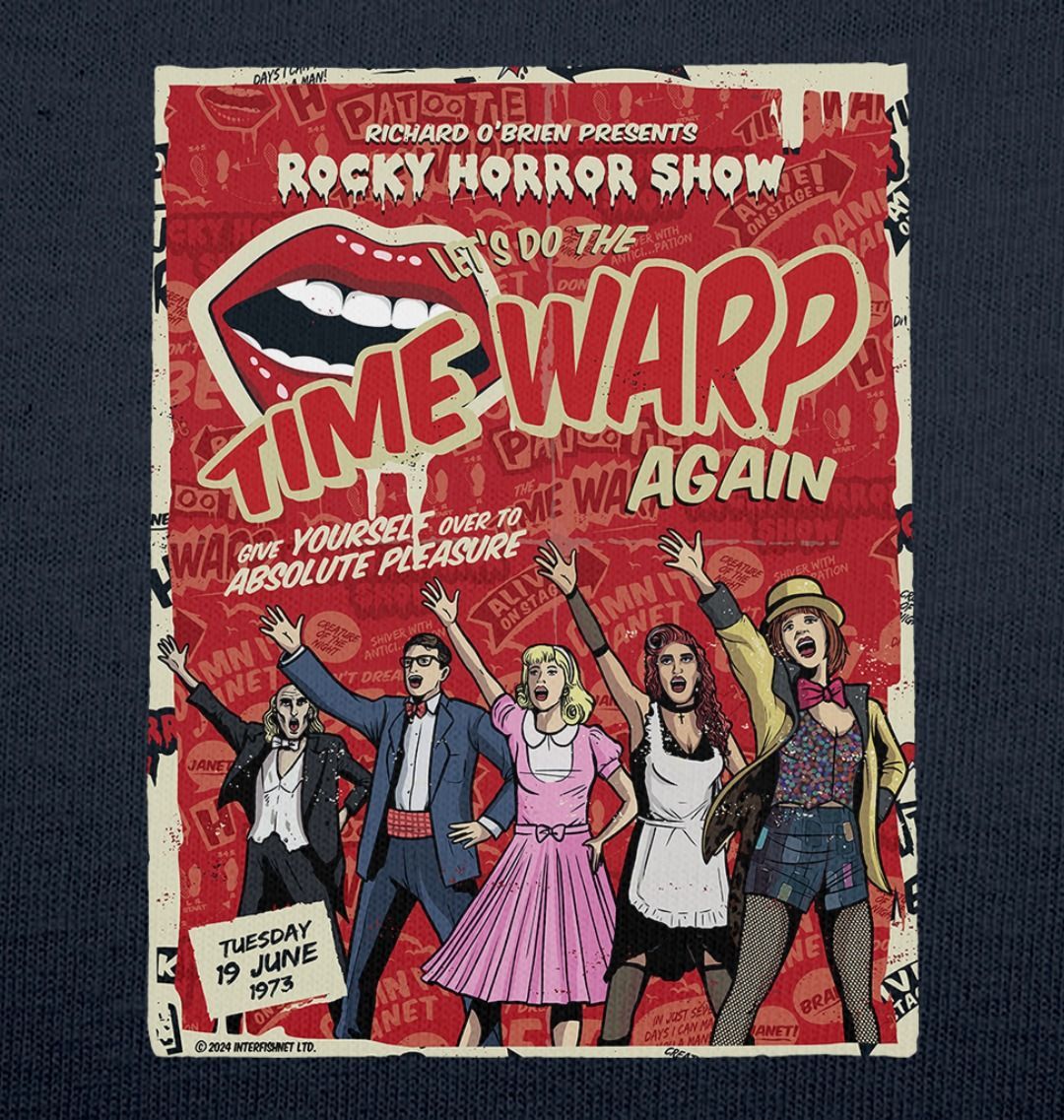 Rocky Horror Show Richard O'Brien Presents Time Warp Poster Adult T-Shirt-Rocky Horror Merch Store