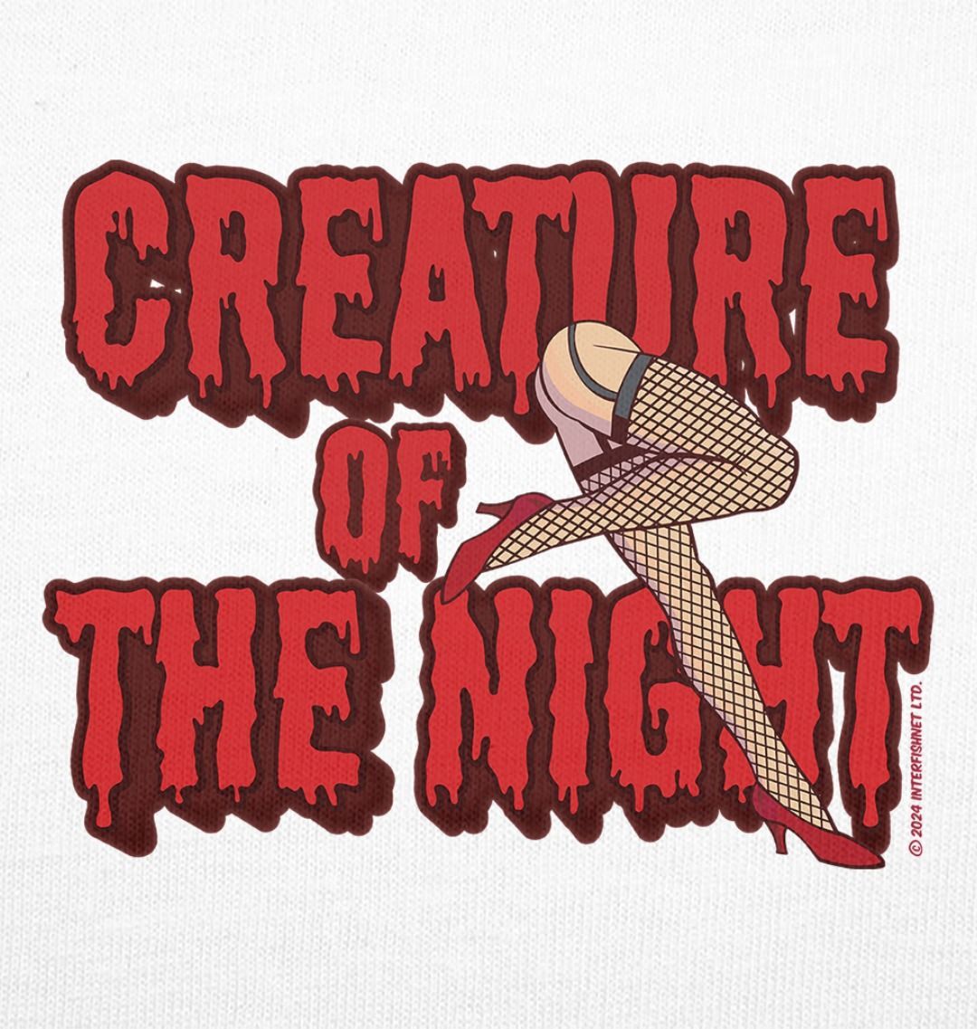 Rocky Horror Show Creature Of The Night Red Text Legs Adult T-Shirt-Rocky Horror Merch Store